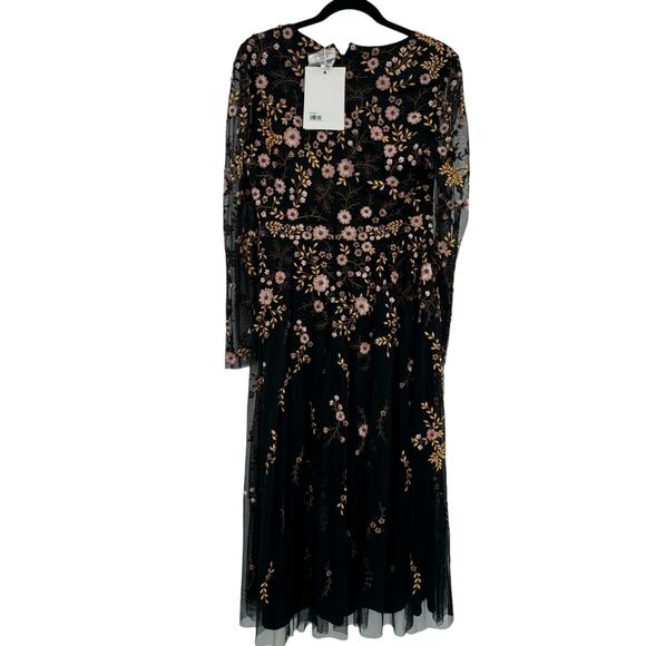 Mac Duggal 31503 Floral Embroidered Surplice V Neck Midi Dress Size 10 NWT - Picture 5 of 10